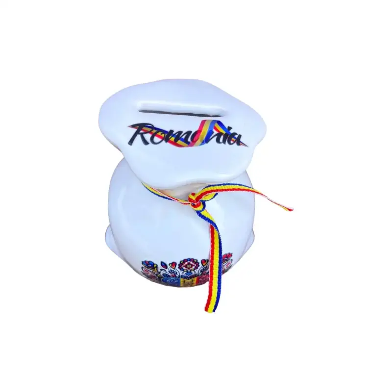 Inima romania, pusculita suvenir sac, model p49-5